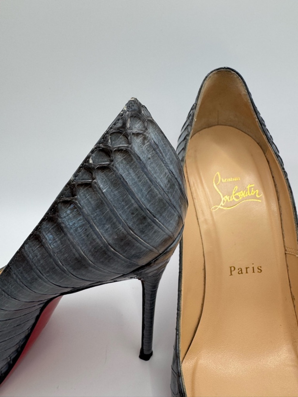Louboutin Decollete 554 100 Cobra Degrade Navy Pumps 36.5 Snakeskin python - Picture 6 of 9